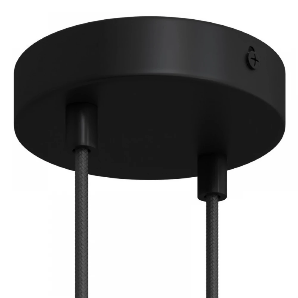 Ροζέτα Φωτιστικού Μεταλλική πλακέ με 2 τρύπες και στηρίγματα καλωδίου Μαύρο ΜΑΤ - Creatice Cables