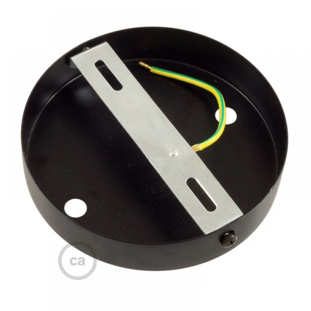 Ροζέτα Φωτιστικού Μεταλλική πλακέ με 2 τρύπες και στηρίγματα καλωδίου Μαύρο ΜΑΤ - Creatice Cables