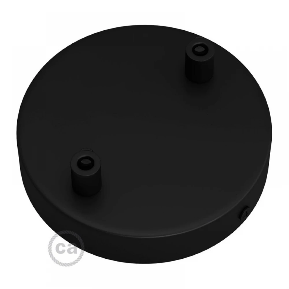 Ροζέτα Φωτιστικού Μεταλλική πλακέ με 2 τρύπες και στηρίγματα καλωδίου Μαύρο ΜΑΤ - Creatice Cables