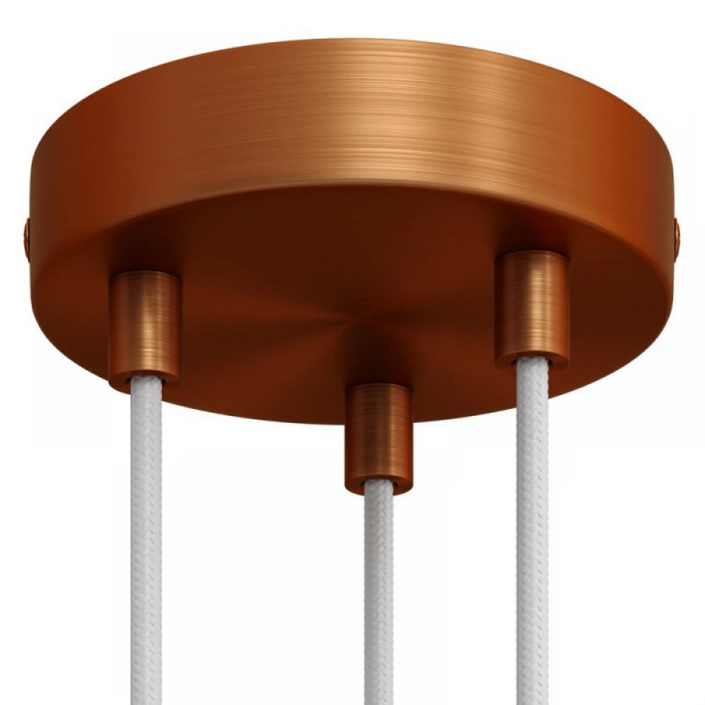 Ροζέτα Φωτιστικού Μεταλλική πλακέ με 3 τρύπες και στηρίγματα καλωδίου Χάλκινο Αντικέ - Creatice Cables