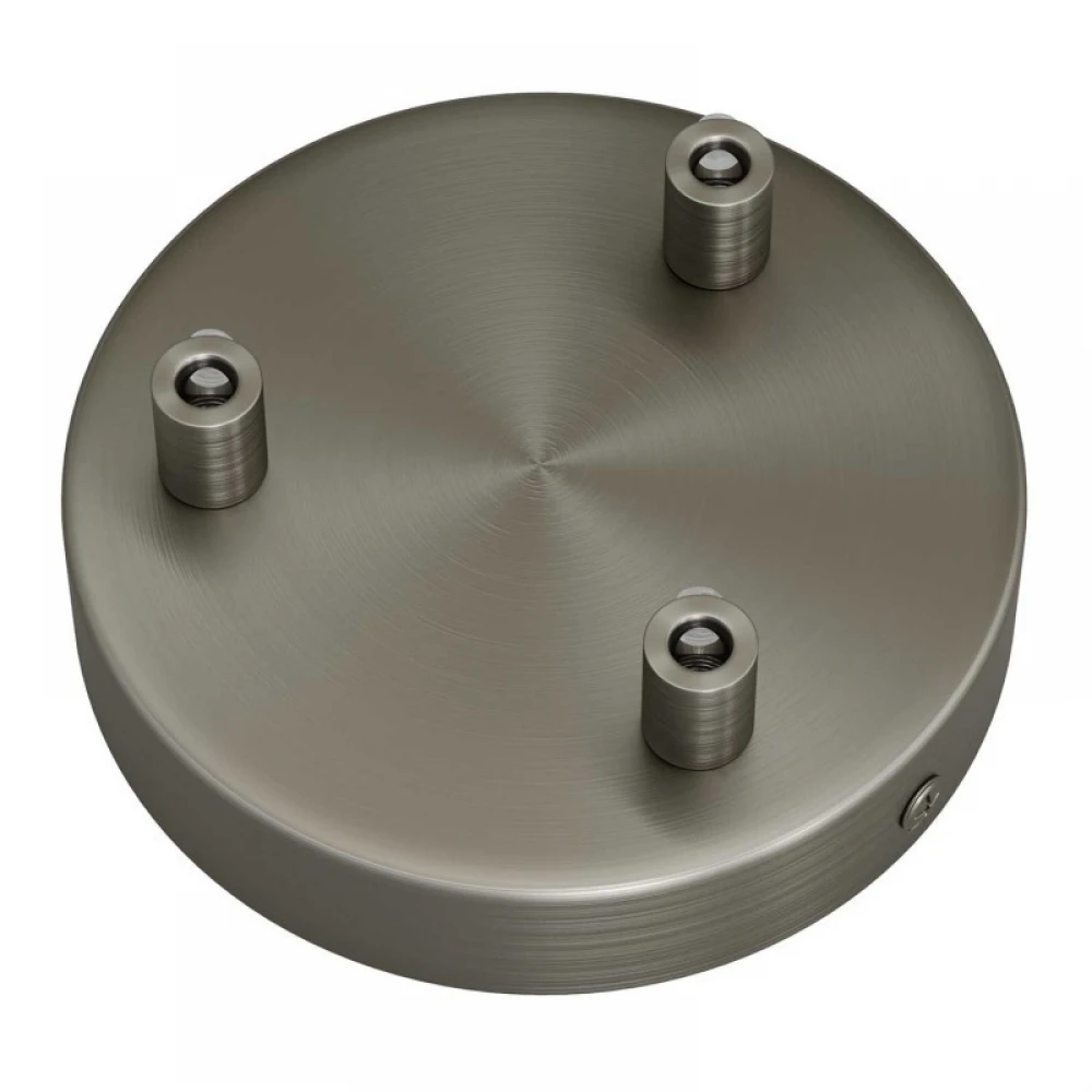 Ροζέτα Φωτιστικού Μεταλλική πλακέ με 3 τρύπες και στηρίγματα καλωδίου Νίκελ ΜΑΤ - Creatice Cables