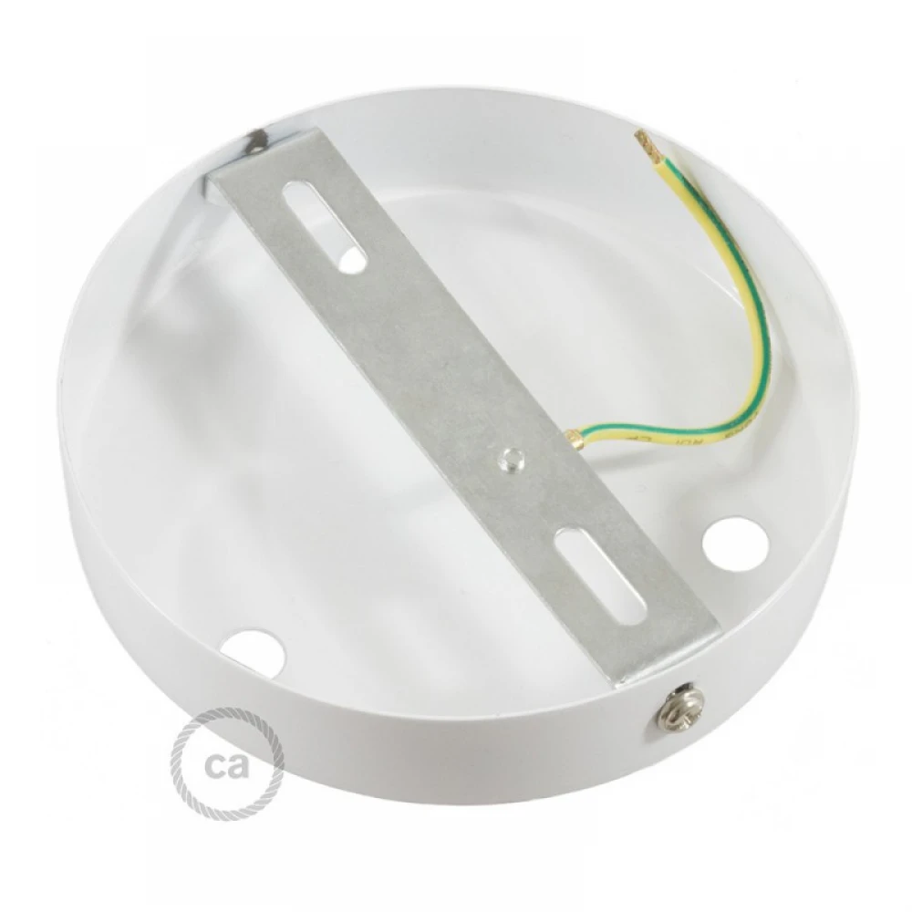 Ροζέτα Φωτιστικού Μεταλλική πλακέ με 3 τρύπες και στηρίγματα καλωδίου Λευκό ΜΑΤ - Creatice Cables KRM573FVBOTERM