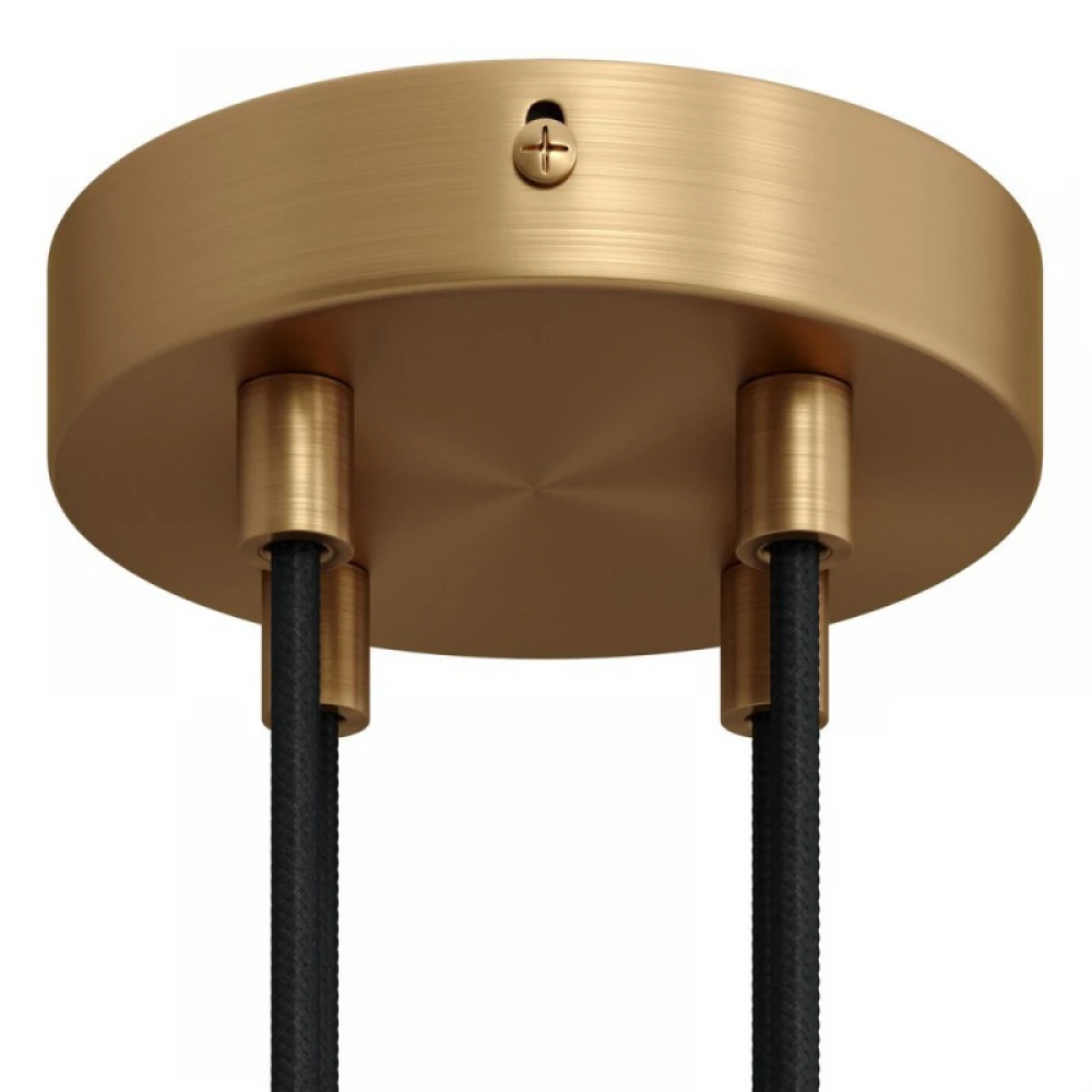 Ροζέτα Φωτιστικού Μεταλλική πλακέ με 4 τρύπες και στηρίγματα καλωδίου Μπρονζέ - Creatice Cables