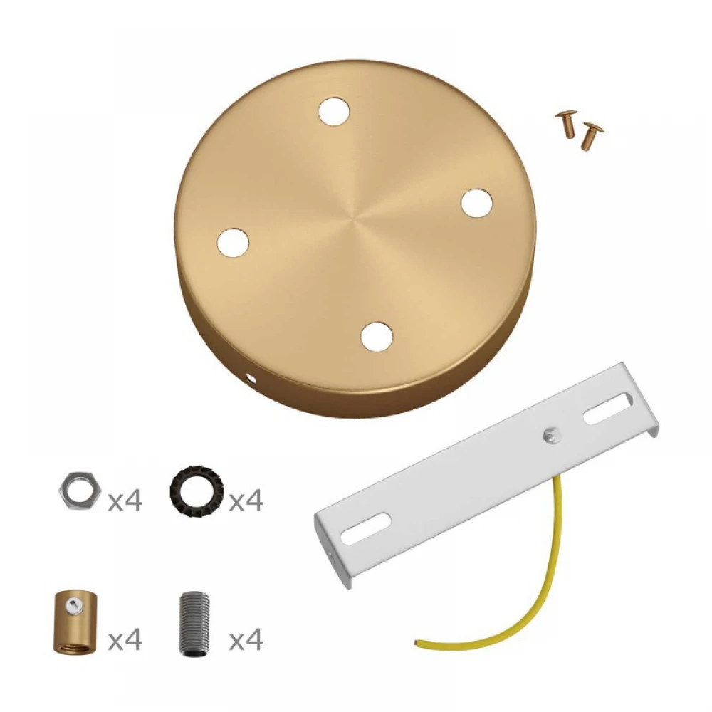 Ροζέτα Φωτιστικού Μεταλλική πλακέ με 4 τρύπες και στηρίγματα καλωδίου Μπρονζέ - Creatice Cables