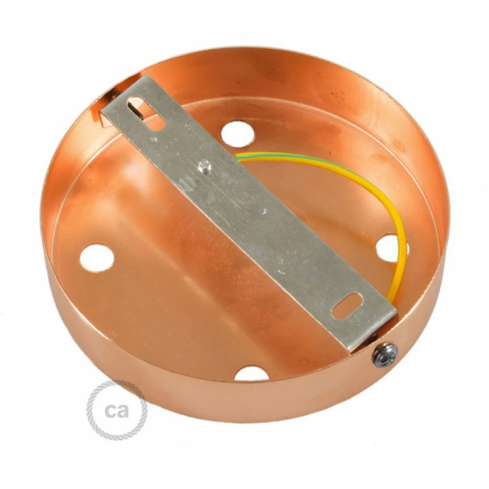 Ροζέτα Φωτιστικού Μεταλλική πλακέ με 4 τρύπες και στηρίγματα καλωδίου Χάλκινο Αντικέ - Creatice Cables