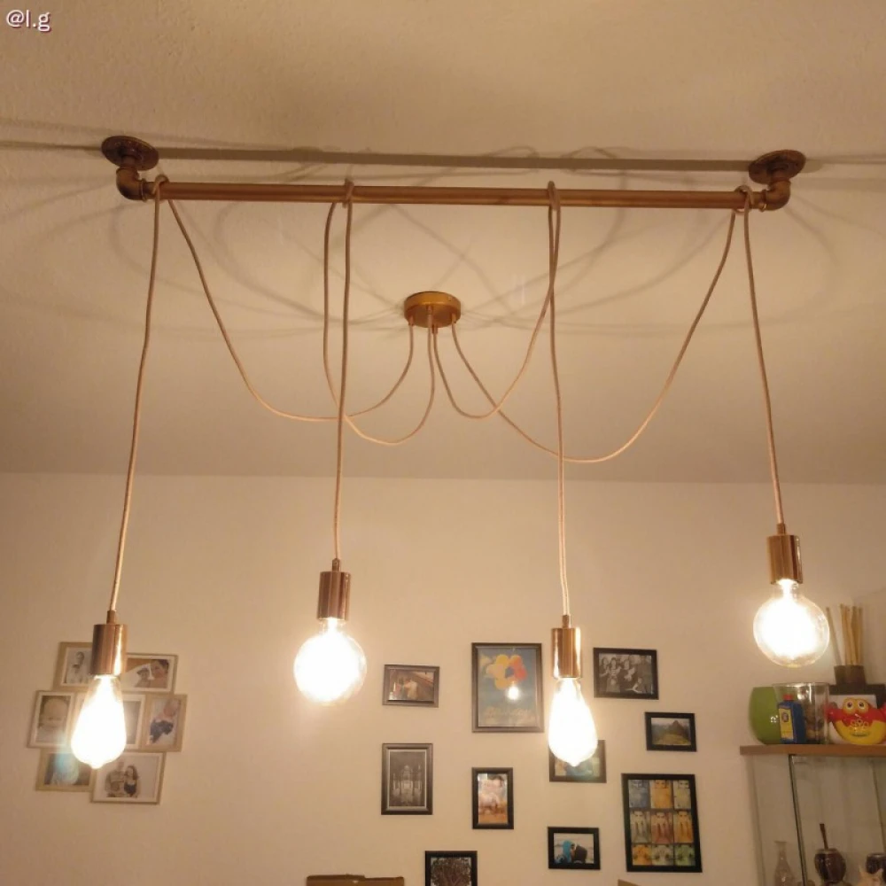 Ροζέτα Φωτιστικού Μεταλλική πλακέ με 4 τρύπες και στηρίγματα καλωδίου Χάλκινο Αντικέ - Creatice Cables