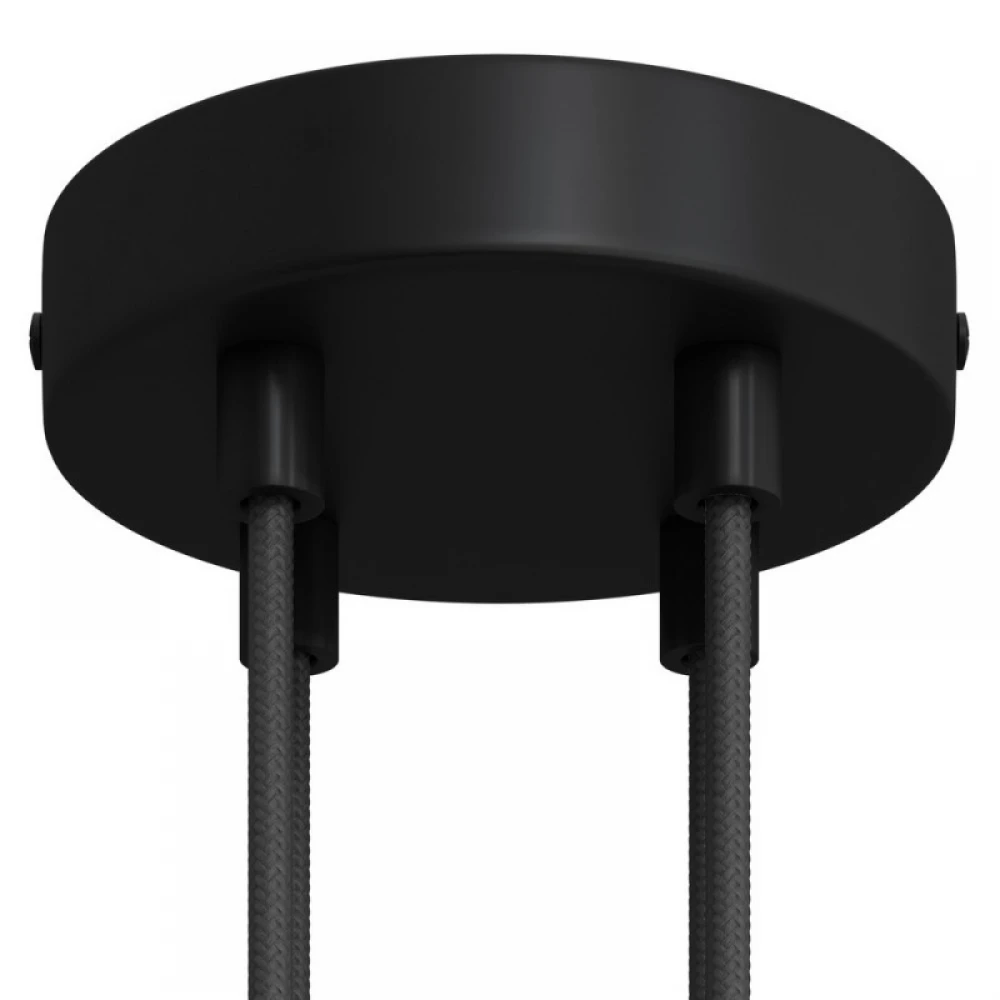 Ροζέτα Φωτιστικού Μεταλλική πλακέ με 4 τρύπες και στηρίγματα καλωδίου Μαύρο - Creatice Cables