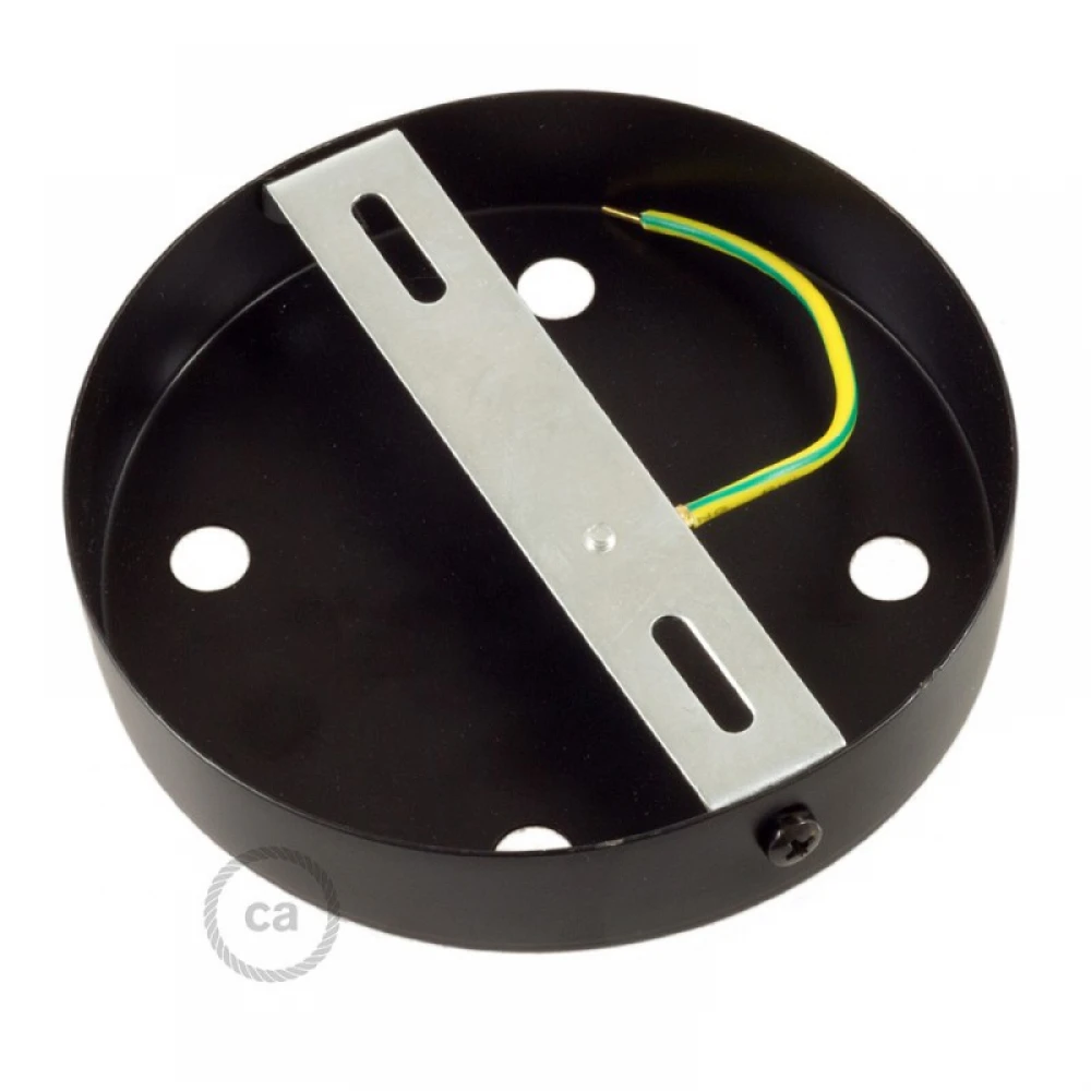 Ροζέτα Φωτιστικού Μεταλλική πλακέ με 4 τρύπες και στηρίγματα καλωδίου Μαύρο - Creatice Cables