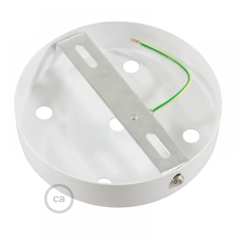 Ροζέτα Φωτιστικού Μεταλλική πλακέ με 5 τρύπες και στηρίγματα καλωδίου Λευκό ΜΑΤ - Creatice Cables