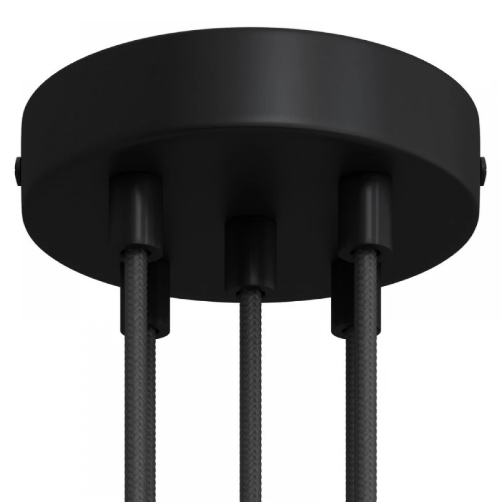 Ροζέτα Φωτιστικού Μεταλλική πλακέ με 5 τρύπες και στηρίγματα καλωδίου Μαύρο - Creatice Cables