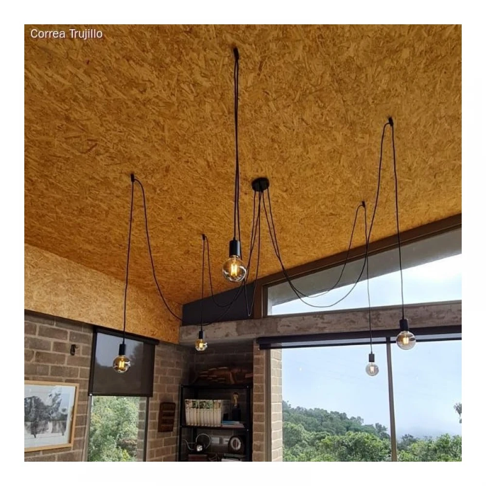 Ροζέτα Φωτιστικού Μεταλλική πλακέ με 5 τρύπες και στηρίγματα καλωδίου Μαύρο - Creatice Cables