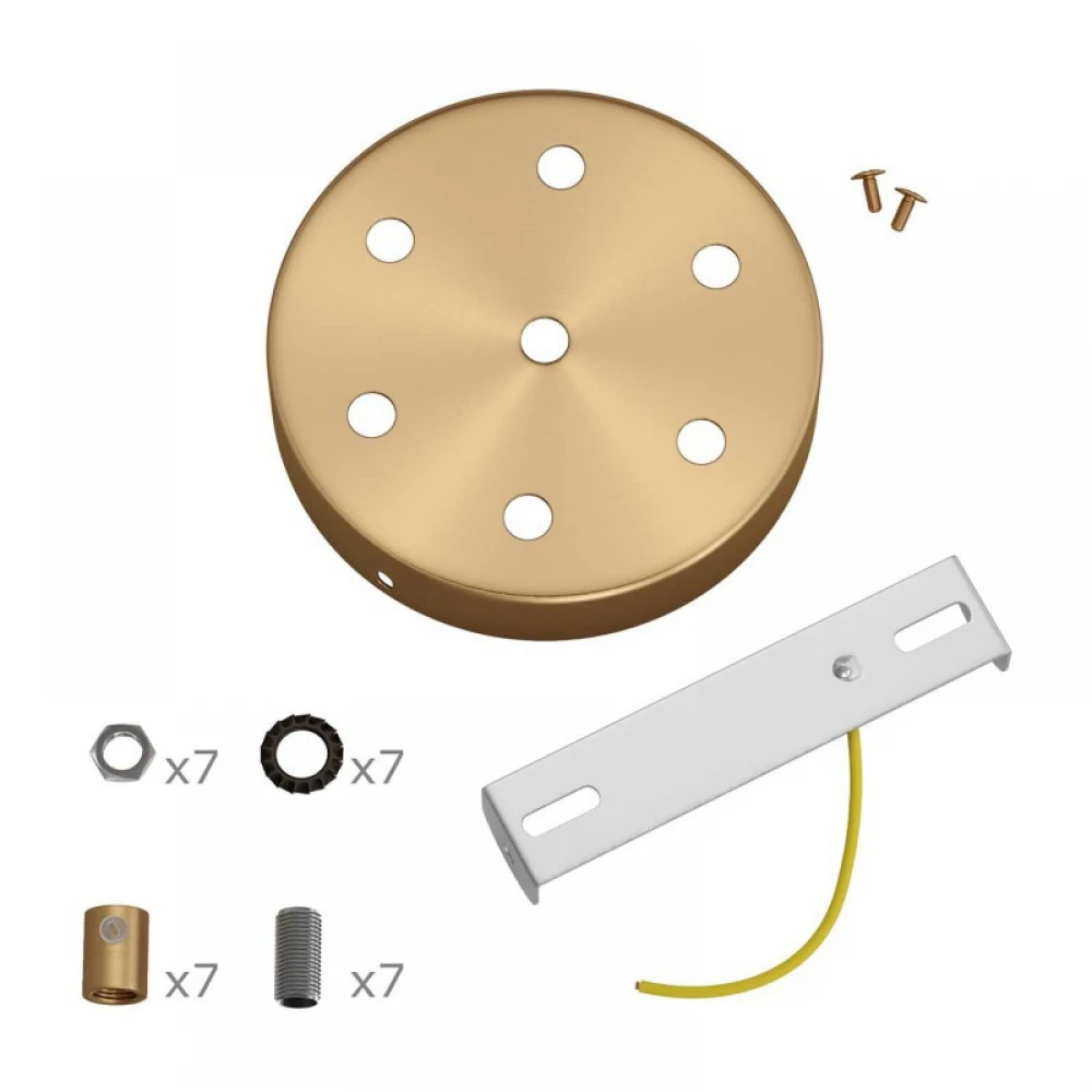 Ροζέτα Φωτιστικού Μεταλλική πλακέ με 7 τρύπες και στηρίγματα καλωδίου Μπρονζέ - Creatice Cables