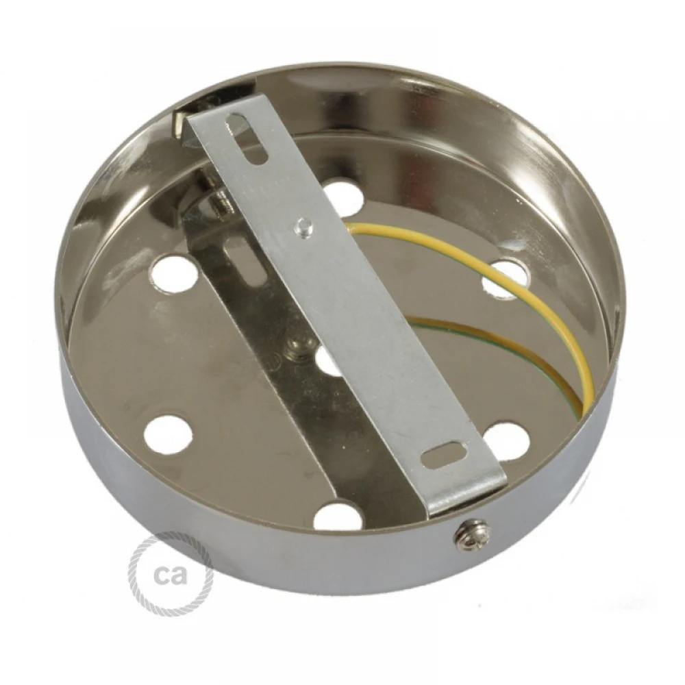 Ροζέτα Φωτιστικού Μεταλλική πλακέ με 7 τρύπες και στηρίγματα καλωδίου Νίκελ ΜΑΤ - Creatice Cables