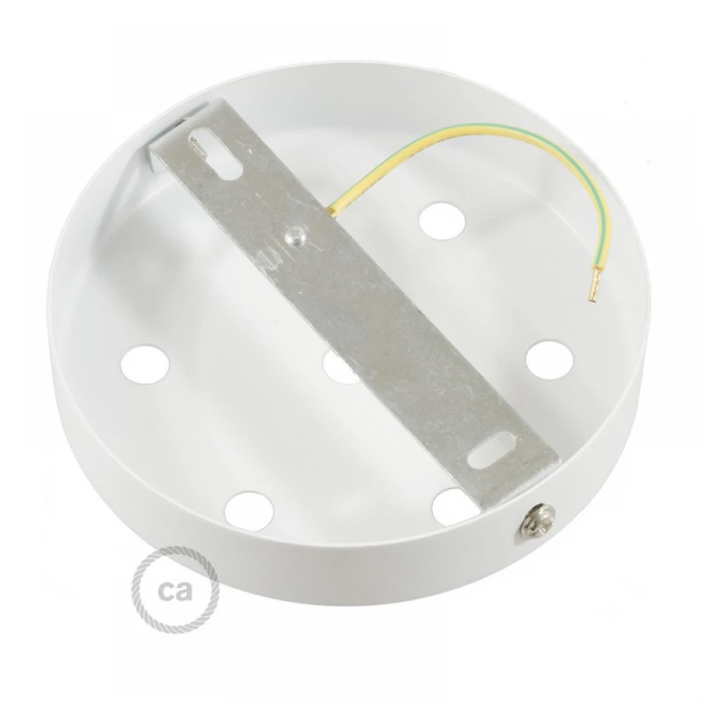 Ροζέτα Φωτιστικού Μεταλλική πλακέ με 7 τρύπες και στηρίγματα καλωδίου Λευκό ΜΑΤ - Creatice Cables