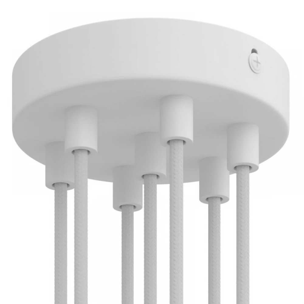 Ροζέτα Φωτιστικού Μεταλλική πλακέ με 7 τρύπες και στηρίγματα καλωδίου Λευκό ΜΑΤ - Creatice Cables