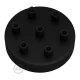 Ροζέτα Φωτιστικού Μεταλλική πλακέ με 7 τρύπες και στηρίγματα καλωδίου Μαύρο - Creatice Cables