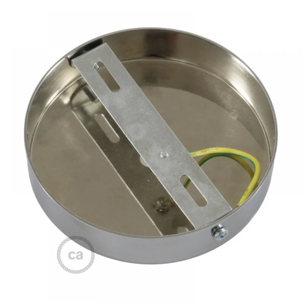 Ροζέτα Φωτιστικού Μεταλλική πλακέ με στήριγμα καλωδίου 15cm - Χρώμιο - Creative Cables