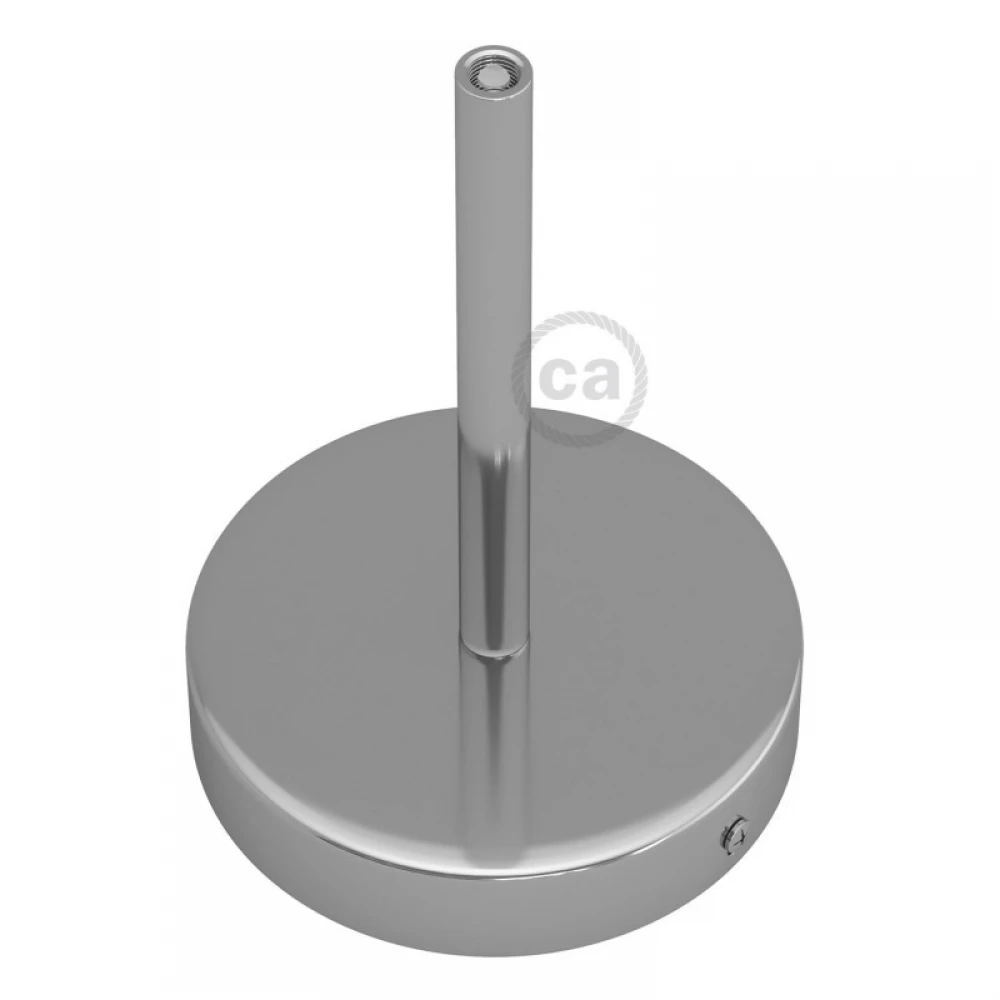 Ροζέτα Φωτιστικού Μεταλλική πλακέ με στήριγμα καλωδίου 15cm - Χρώμιο - Creative Cables