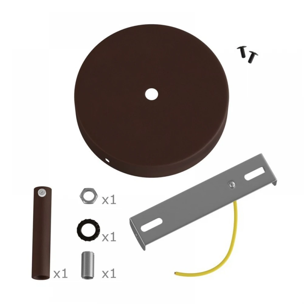 Ροζέτα Φωτιστικού Μεταλλική πλακέ με στήριγμα καλωδίου 7cm - Βαμμένη σκουριά - Creative Cables