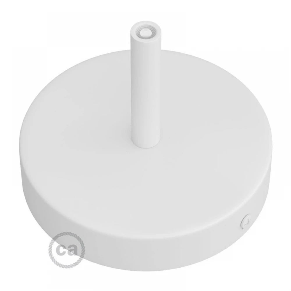 Ροζέτα Φωτιστικού Μεταλλική πλακέ με στήριγμα καλωδίου 7cm - Λευκό ΜΑΤ - Creative Cables