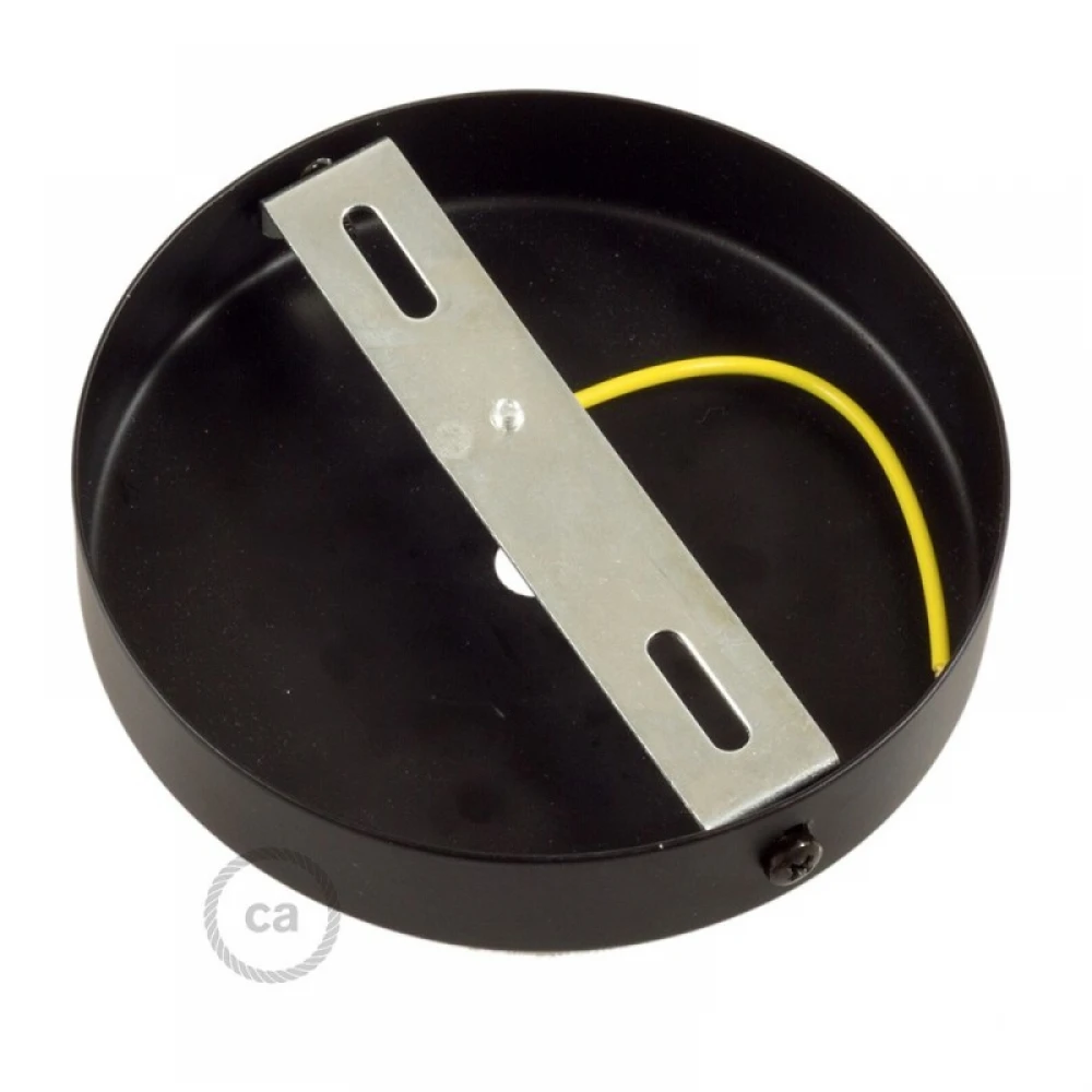 Ροζέτα Φωτιστικού Μεταλλική πλακέ με στήριγμα καλωδίου 15cm - Μαύρο - Creative Cables