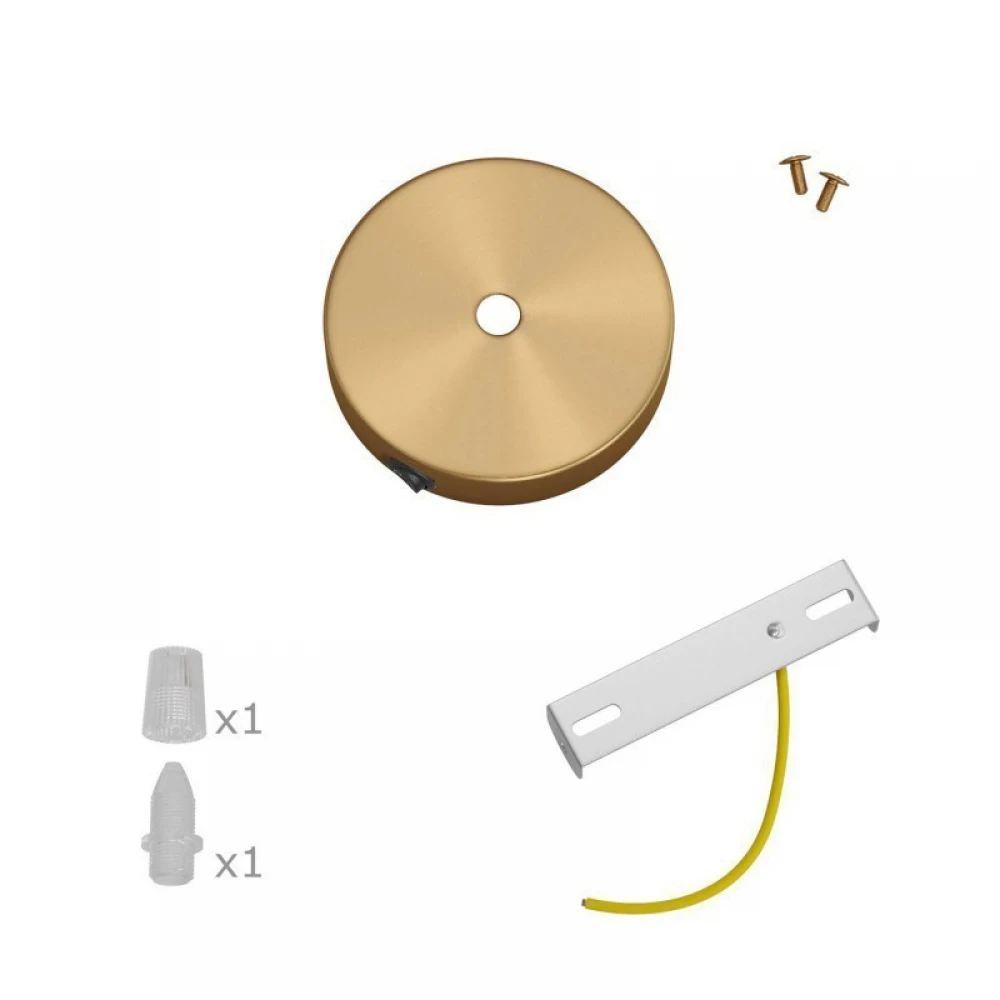 Ροζέτα Φωτιστικού Μεταλλική Mini 8,3cm με 1 τρύπα και διακόπτη Μπρονζέ - Creative Cables