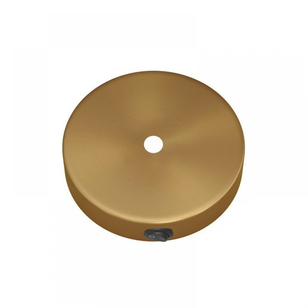 Ροζέτα Φωτιστικού Μεταλλική Mini 8,3cm με 1 τρύπα και διακόπτη Μπρονζέ - Creative Cables