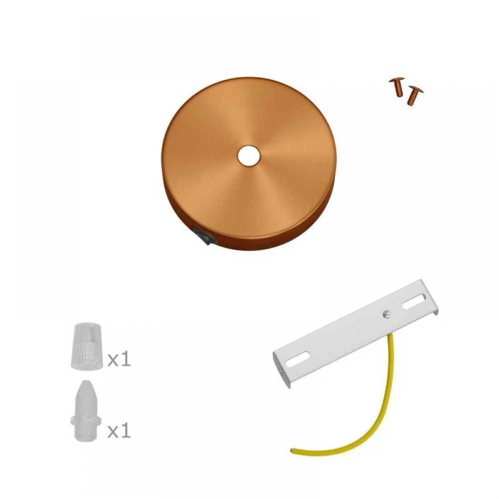 Ροζέτα Φωτιστικού Μεταλλική Mini 8,3cm με 1 τρύπα και διακόπτη Χάλκινο Αντικέ - Creative Cables
