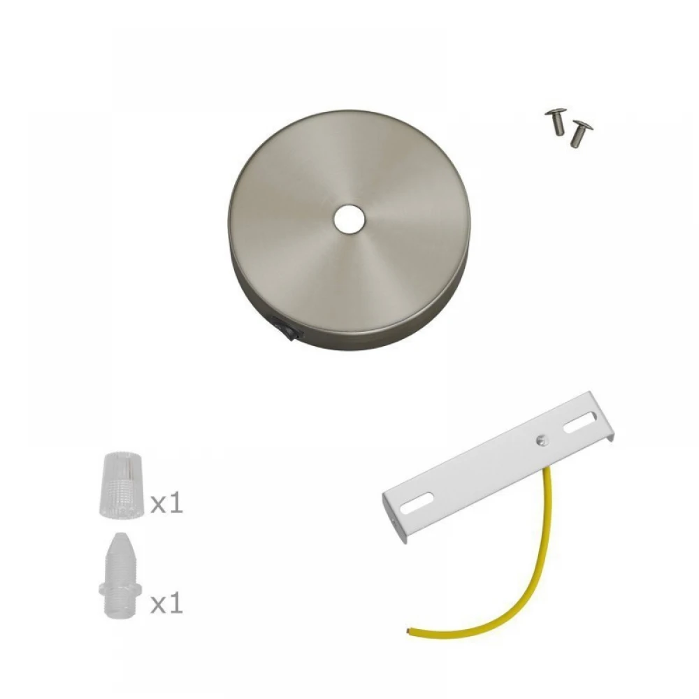 Ροζέτα Φωτιστικού Μεταλλική Mini 8,3cm με 1 τρύπα και διακόπτη Νίκελ ΜΑΤ - Creative Cables