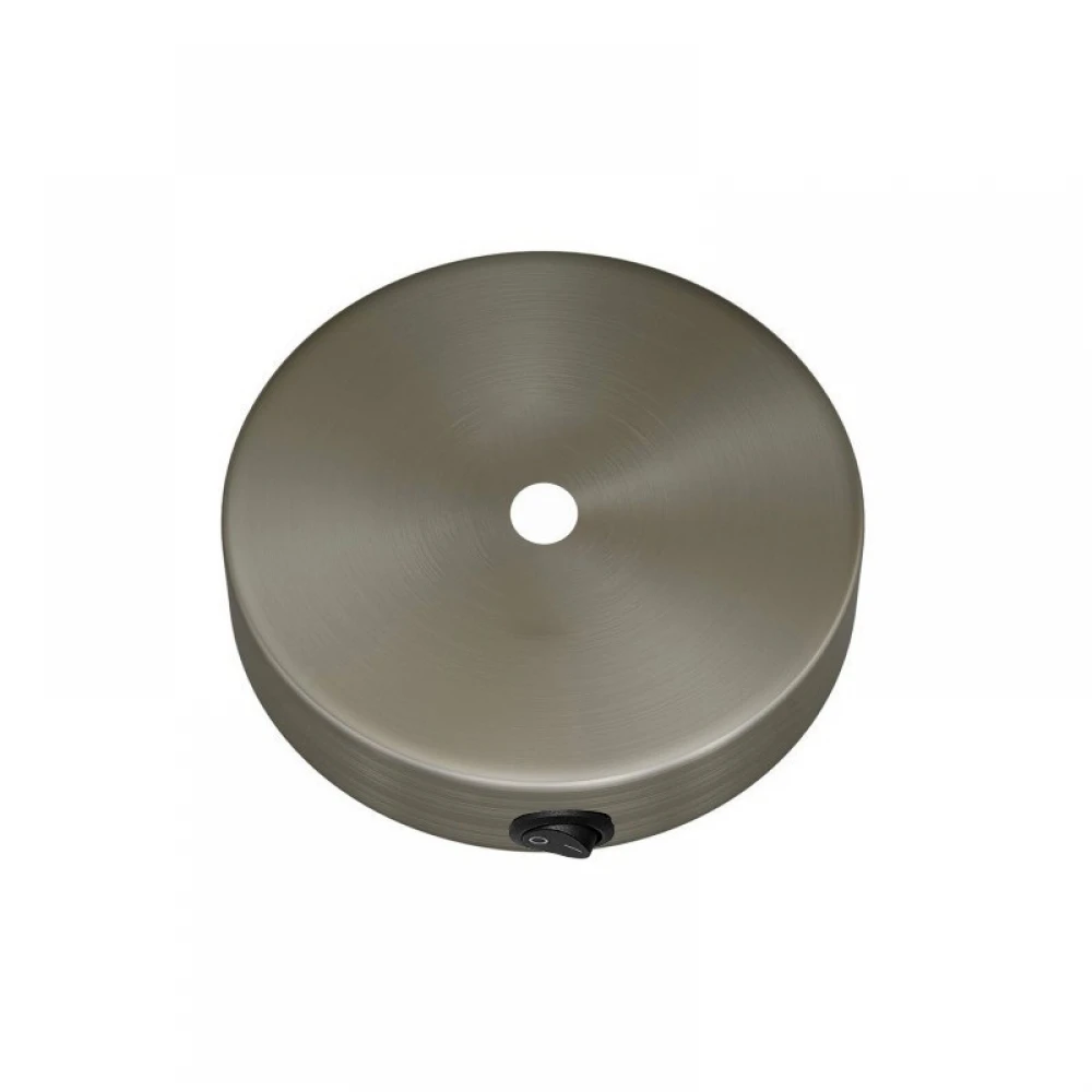 Ροζέτα Φωτιστικού Μεταλλική Mini 8,3cm με 1 τρύπα και διακόπτη Νίκελ ΜΑΤ - Creative Cables