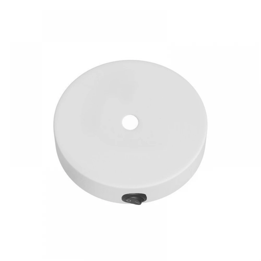 Ροζέτα Φωτιστικού Μεταλλική Mini 8,3cm με 1 τρύπα και διακόπτη Λευκό ΜΑΤ - Creative Cables