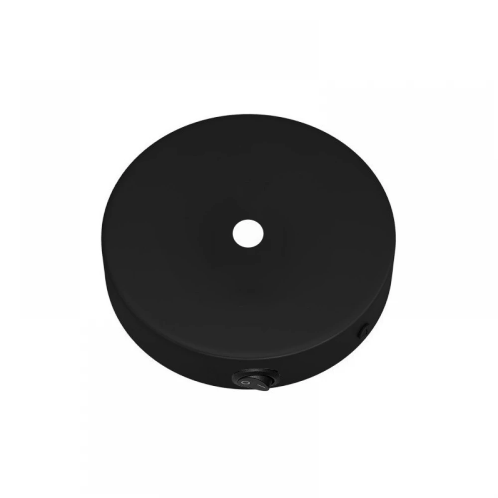 Ροζέτα Φωτιστικού Μεταλλική Mini 8,3cm με 1 τρύπα και διακόπτη Μαύρο - Creative Cables