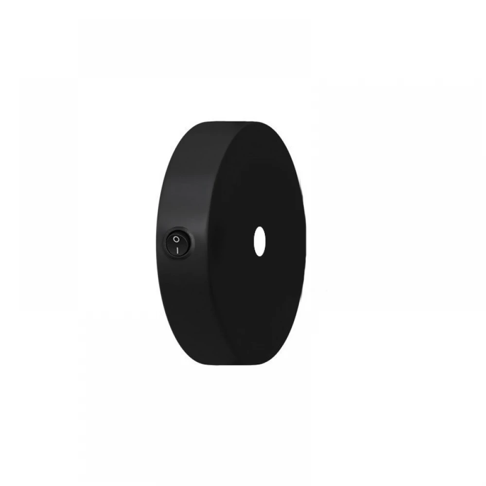 Ροζέτα Φωτιστικού Μεταλλική Mini 8,3cm με 1 τρύπα και διακόπτη Μαύρο - Creative Cables