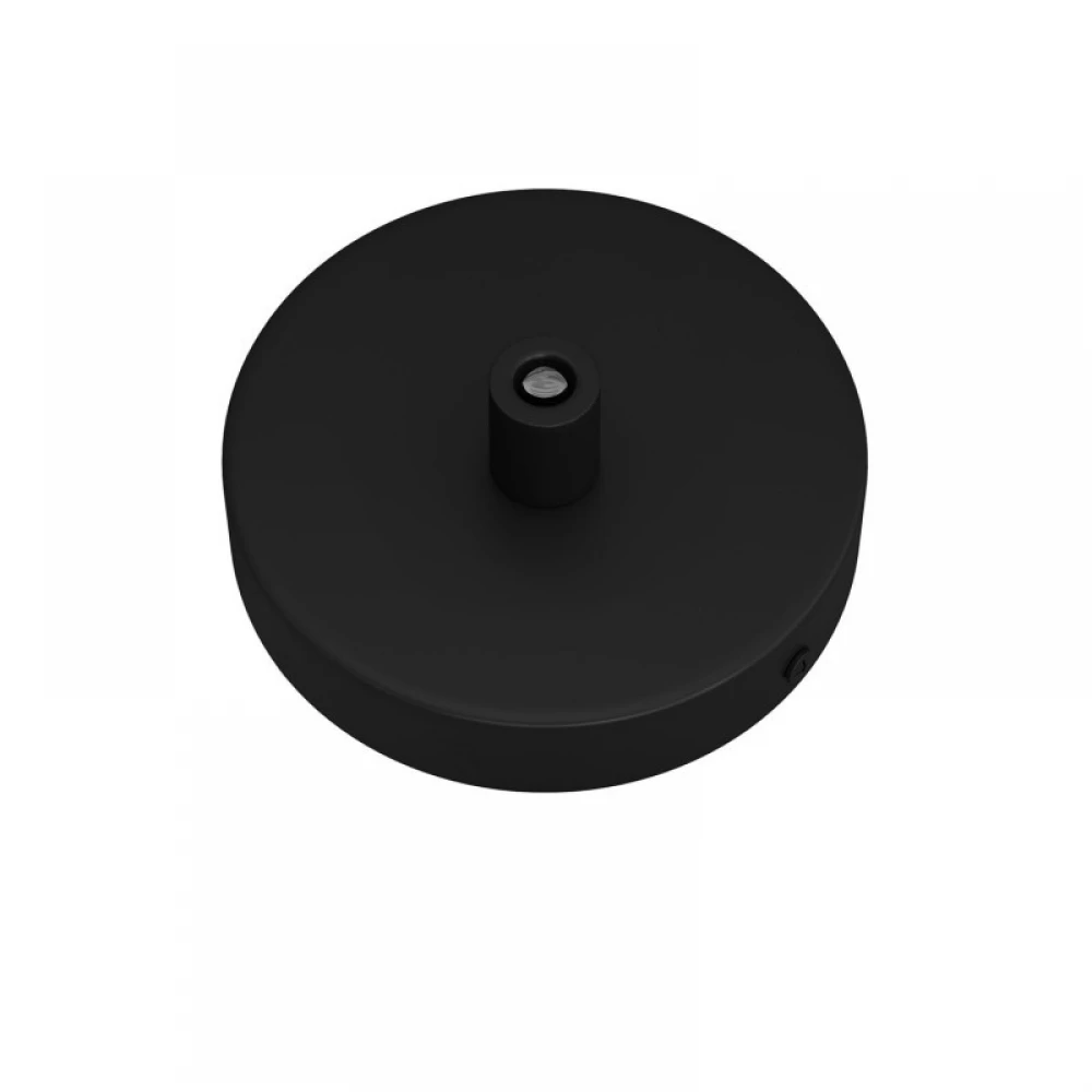 Ροζέτα Φωτιστικού Μεταλλική Mini 8,3cm με 1 τρύπα και στήριγμα καλωδίου Πλακέ, Μαύρη Creative Cables