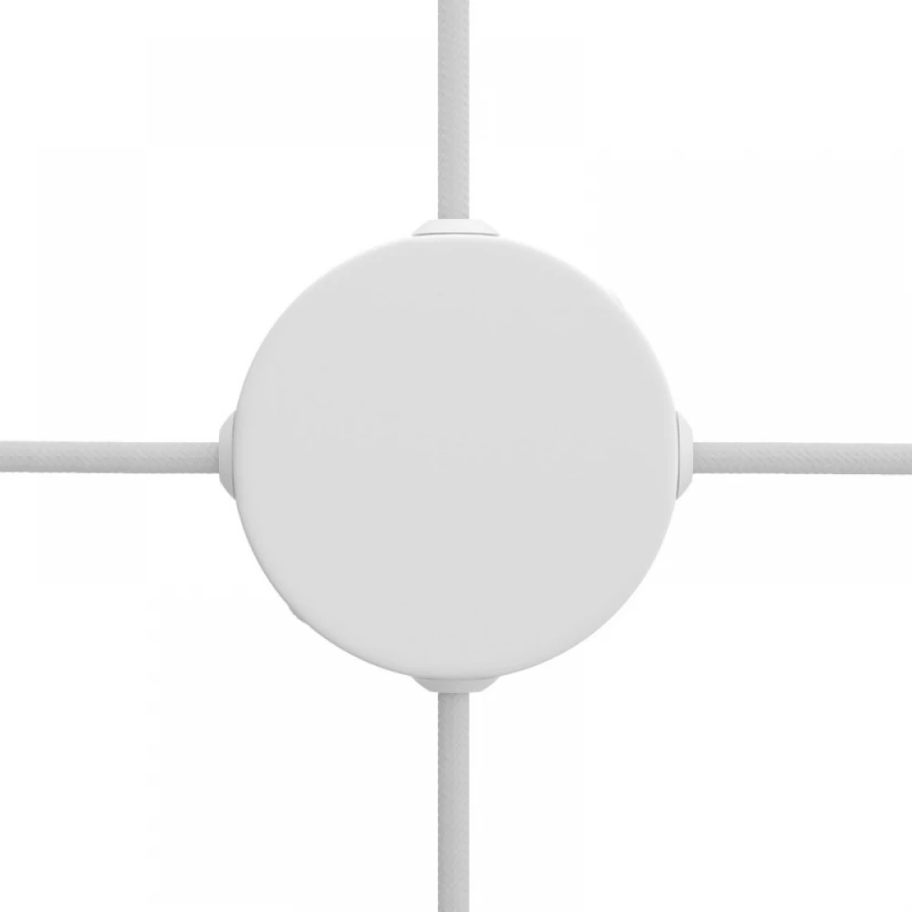 Mini Ροζέτα Μεταλλική Κουτί Διακλάδωσης πλακέ με 4 τρύπες στο πλάι - Λευκό ΜΑΤ Creative Cables