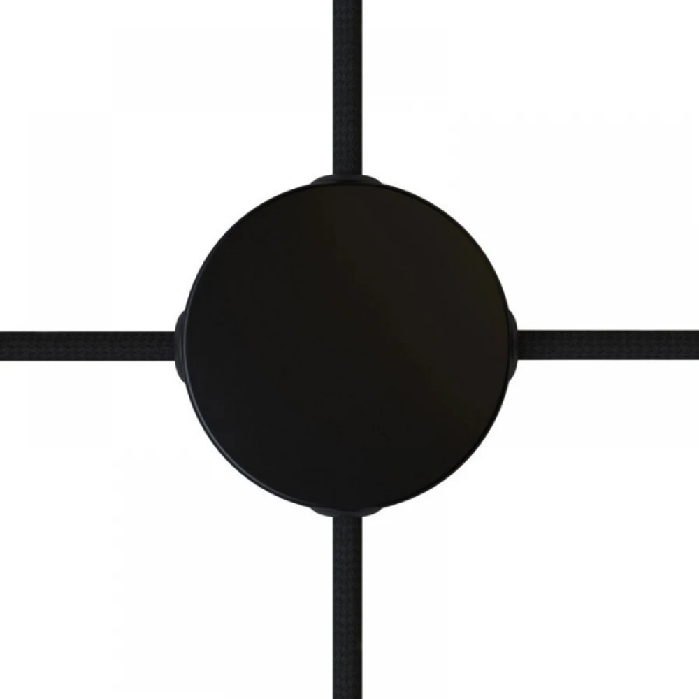 Mini Ροζέτα Μεταλλική Κουτί Διακλάδωσης πλακέ με 4 τρύπες στο πλάι - Μαύρο ΜΑΤ Creative Cables