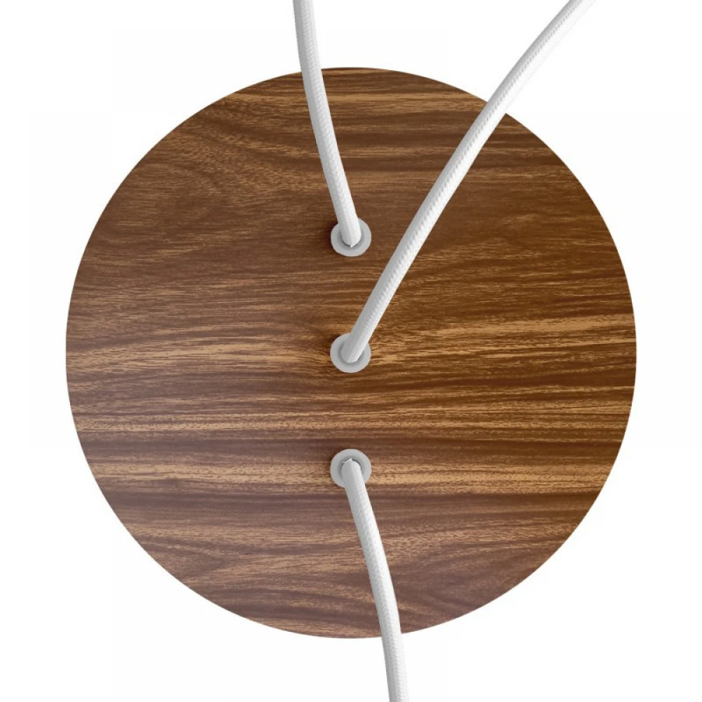 Ροζέτα Rose-One 200mm Στρογγυλή με 3 τρύπες στη σειρά και 4 πλαϊνές τρύπες - Ξύλο - Creative Cables