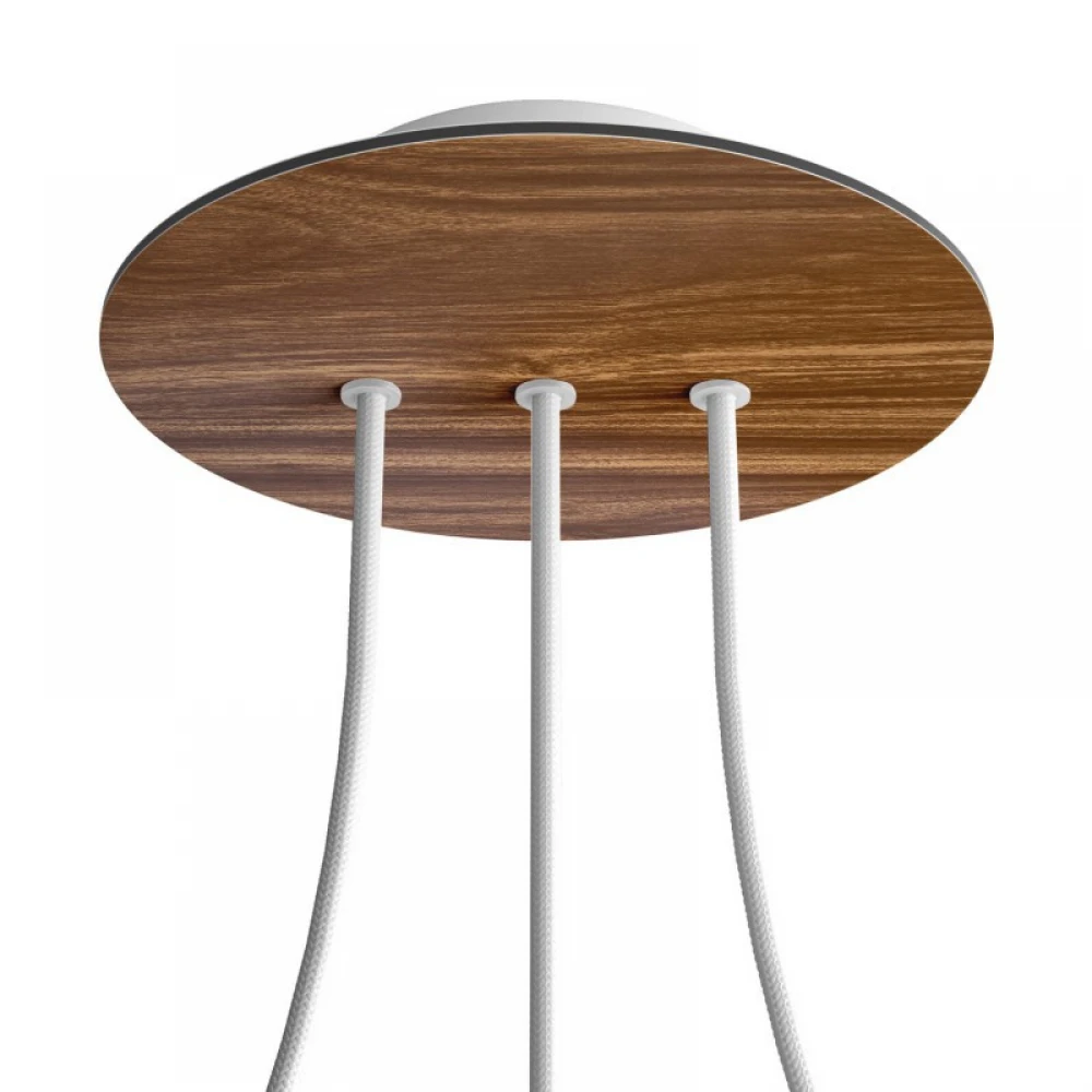 Ροζέτα Rose-One 200mm Στρογγυλή με 3 τρύπες στη σειρά και 4 πλαϊνές τρύπες - Ξύλο - Creative Cables