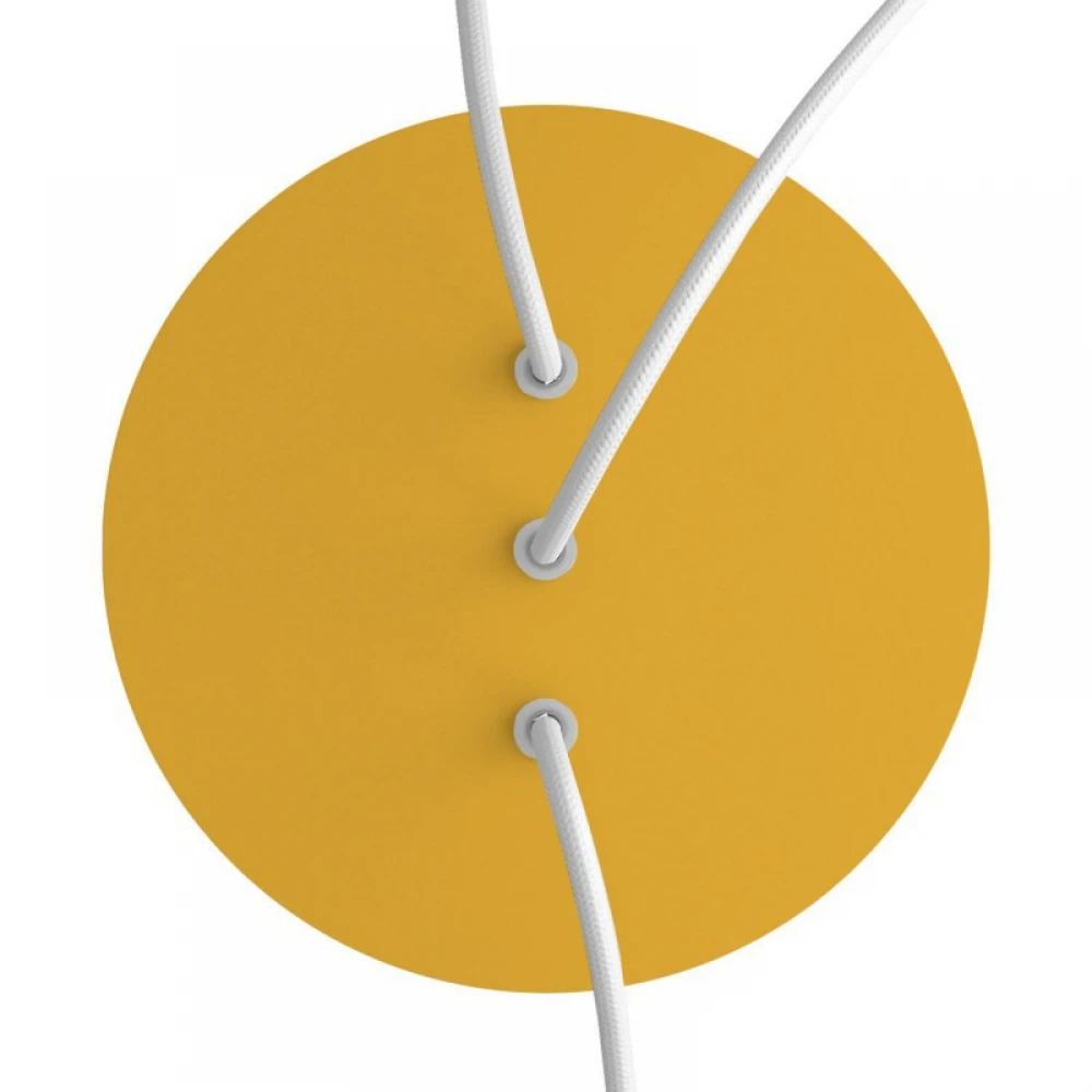 Ροζέτα Rose-One 200mm Στρογγυλή με 3 τρύπες στη σειρά και 4 πλαϊνές τρύπες - Μουσταρδί - Creative Cables