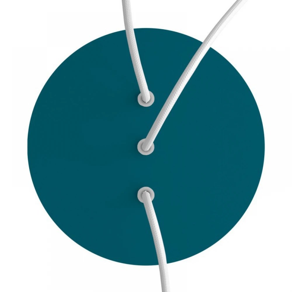 Ροζέτα Rose-One 200mm Στρογγυλή με 3 τρύπες στη σειρά και 4 πλαϊνές τρύπες - Πετρολ - Creative Cables