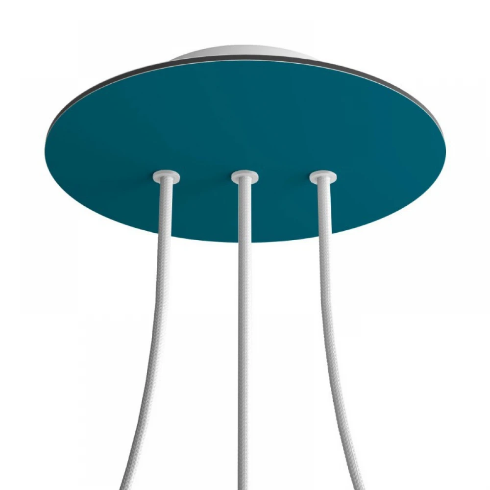 Ροζέτα Rose-One 200mm Στρογγυλή με 3 τρύπες στη σειρά και 4 πλαϊνές τρύπες - Πετρολ - Creative Cables