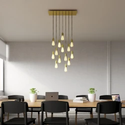 Ορθογώνια Μπάρα Ροζέτα XXL Rose-One με 14 τρύπες, 675 x 225 mm - Χρυσό ΜΑΤ Dibond - Creative Cables