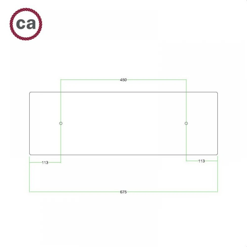 Ορθογώνια Μπάρα Ροζέτα XXL Rose-One με 2 τρύπες, 675 x 225 mm - Χρυσό ΜΑΤ Dibond - Creative Cables