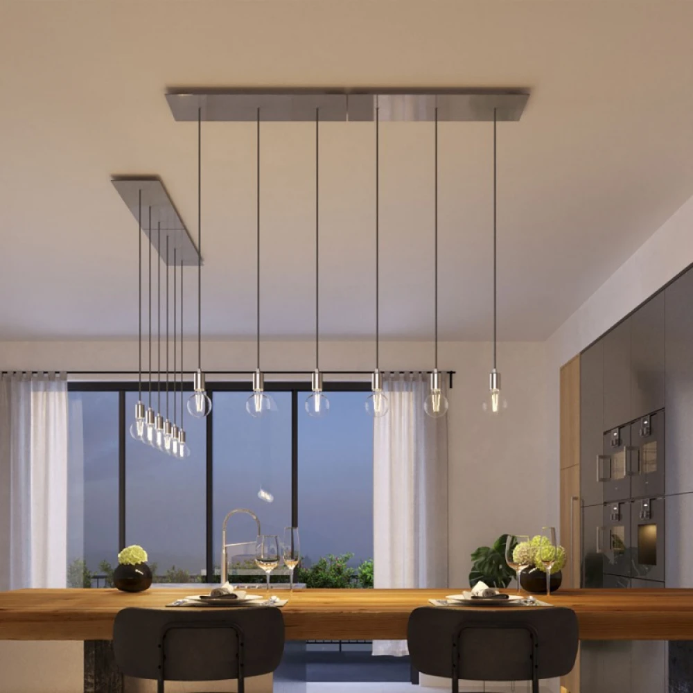 Ορθογώνια Μπάρα Ροζέτα XXL Rose-One με 3 τρύπες, 675 x 225 mm - Νίκελ ΜΑΤ Dibond - Creative Cables