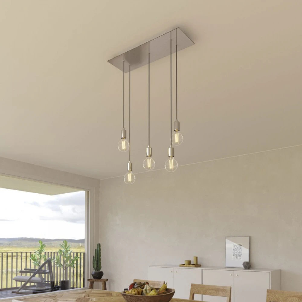 Ορθογώνια Μπάρα Ροζέτα XXL Rose-One με 5 τρύπες, 675 x 225 mm - Νίκελ ΜΑΤ Dibond - Creative Cables