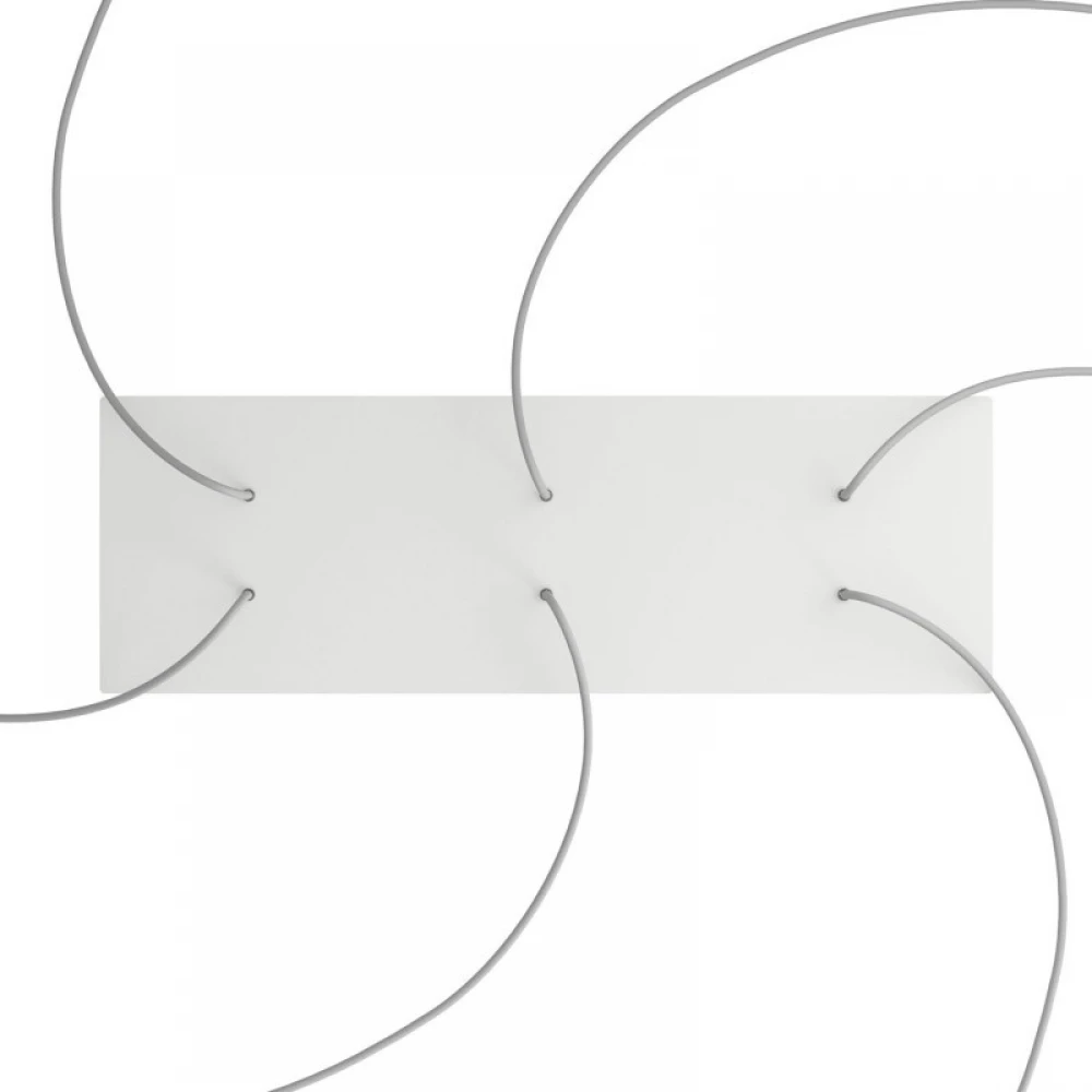 Ορθογώνια Μπάρα Ροζέτα XXL Rose-One με 6 τρύπες, 675 x 225 mm - Λευκό ΜΑΤ Dibond - Creative Cables