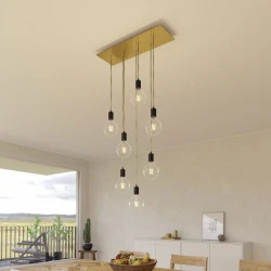 Ορθογώνια Μπάρα Ροζέτα XXL Rose-One με 7 τρύπες, 675 x 225 mm - Χρυσό ΜΑΤ Dibond - Creative Cables