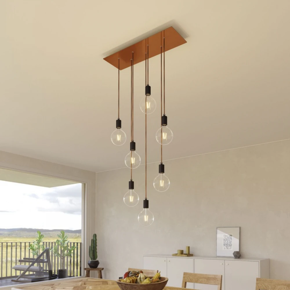 Ορθογώνια Μπάρα Ροζέτα XXL Rose-One με 7 τρύπες, 675 x 225 mm - Χάλκινο ΜΑΤ Dibond - Creative Cables