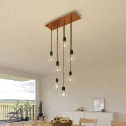 Ορθογώνια Μπάρα Ροζέτα XXL Rose-One με 7 τρύπες, 675 x 225 mm - Χάλκινο ΜΑΤ Dibond - Creative Cables