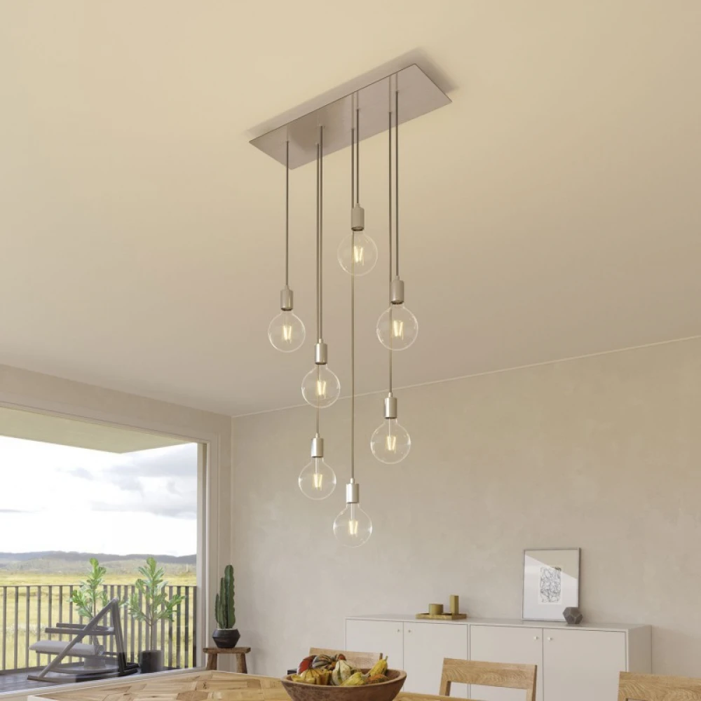 Ορθογώνια Μπάρα Ροζέτα XXL Rose-One με 7 τρύπες, 675 x 225 mm - Νίκελ ΜΑΤ Dibond - Creative Cables
